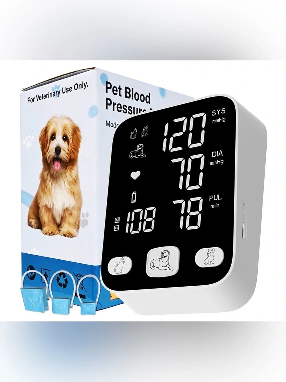 Pet Blood Pressure Monitor for Dogs and Cats - White